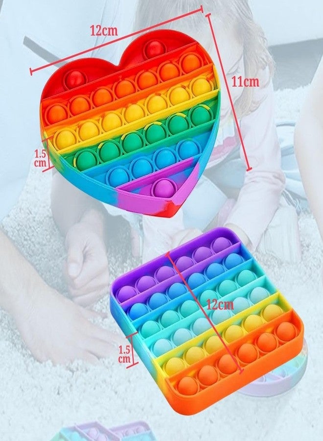 Sage Square Pop It Fidget Toys, Pop Its Fidgets Stocking Stuffers for Kids, Fidget Toy Pack Figit Sensory Toys Popit Popits Christmas Kids Ideas Teens Adults Gifts Girls Boys Toddler (Heart & Square) - Image 4